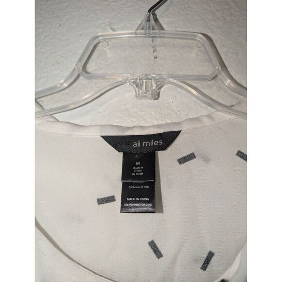 Ali Miles Womens M Black & White Geometric Pattern Tunic Top Rayon/Nylon Blend - Picture 3 of 11